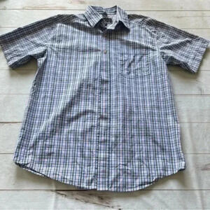 Ariat Pro Series Western Shirt Mens M Short Sleeve Blue Plaid Cowboy Rodeo Ranch